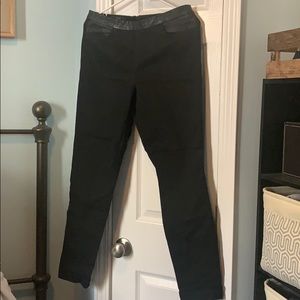 Jcrew women’s black denim with faux leather detail